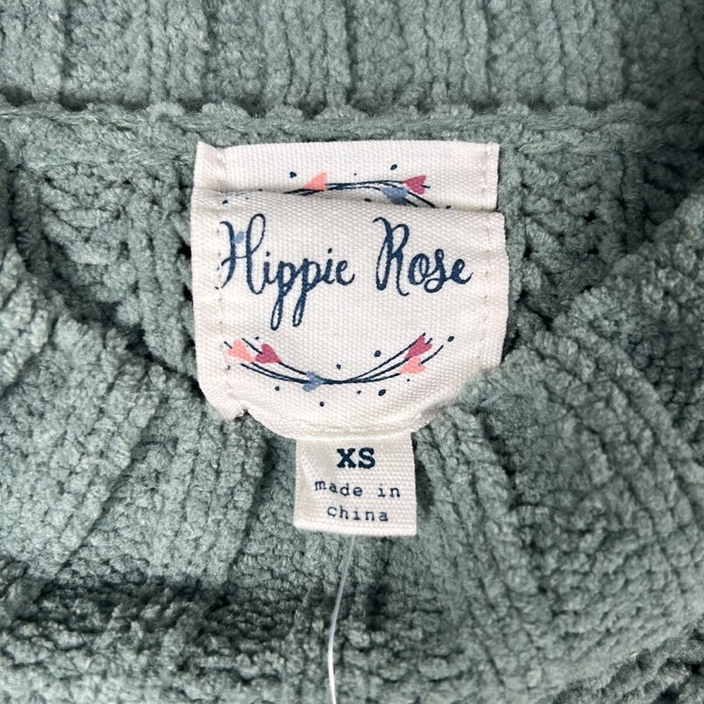 NWT Hippie Rose XS sage green chenille cable knit sweater - Picture 3 of 6